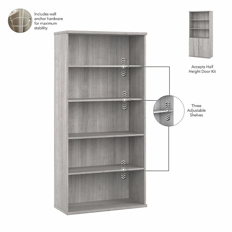 Platinum Gray Contemporary 5-Shelf Adjustable Bookcase