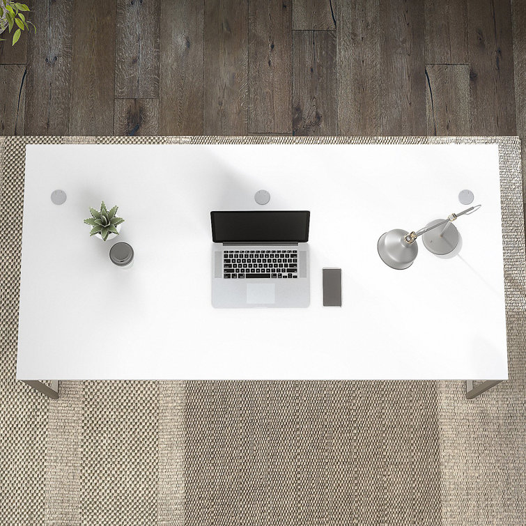 Contemporary White Corner Home Office Desk with Drawer and Filing Cabinet