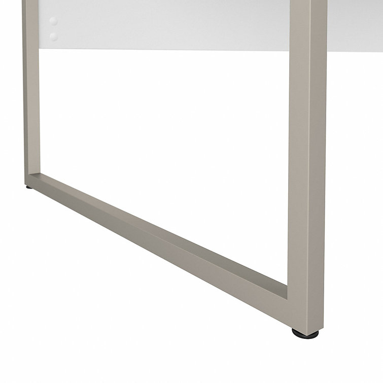 Contemporary White Corner Home Office Desk with Drawer and Filing Cabinet