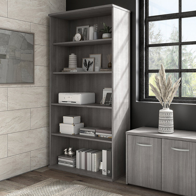 Platinum Gray Contemporary 5-Shelf Adjustable Bookcase