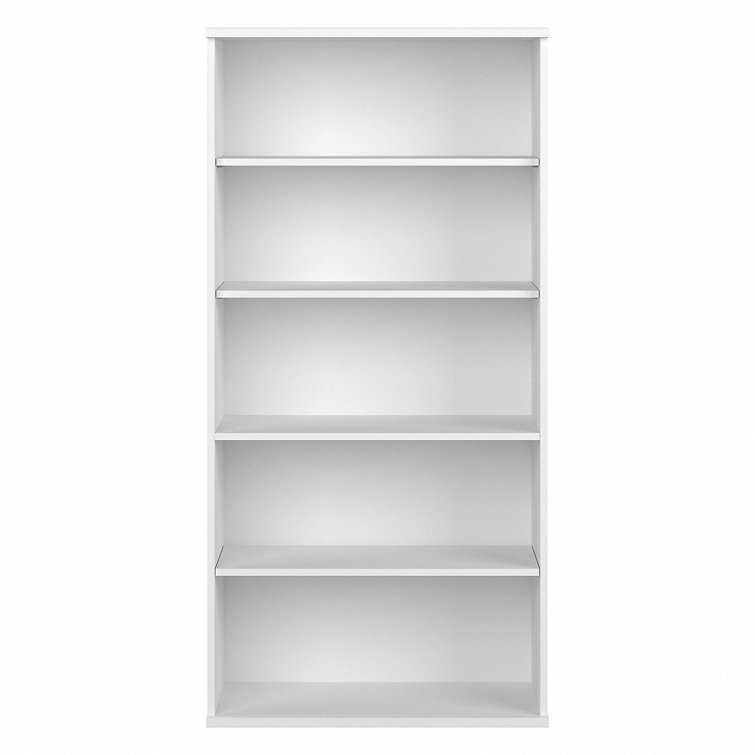 Contemporary White Adjustable 5-Shelf Bookcase - Engineered Wood