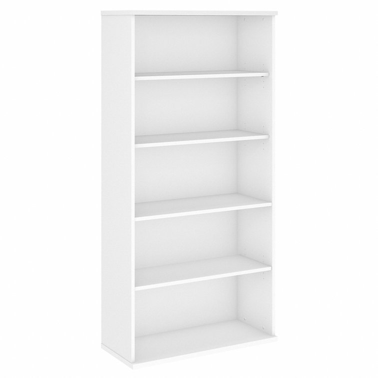 Contemporary White Adjustable 5-Shelf Bookcase - Engineered Wood