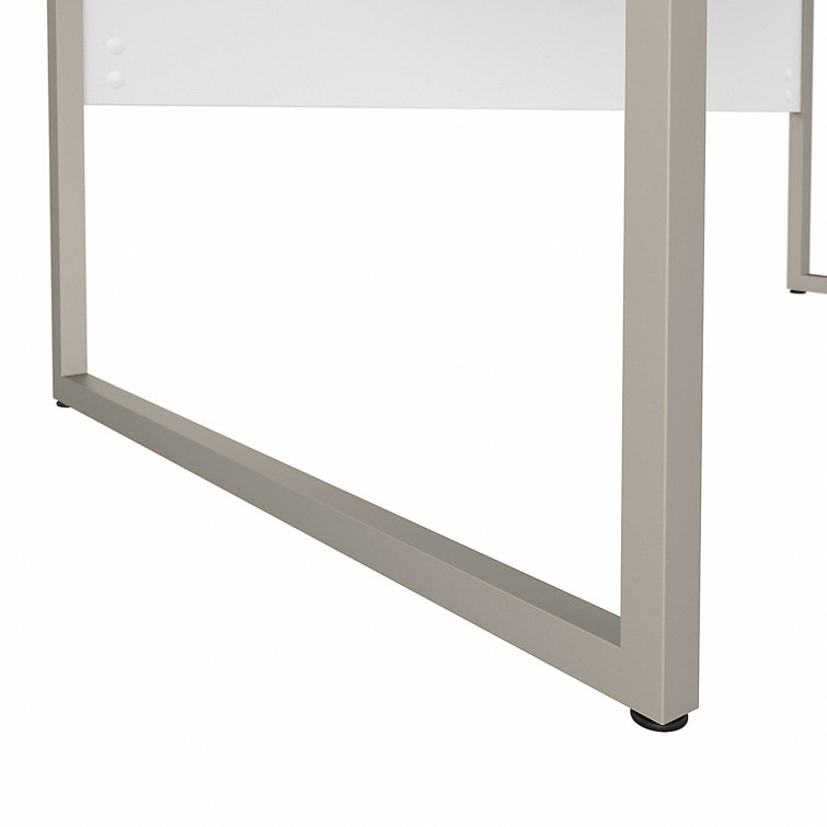 Contemporary 71'' White Corner Office Desk with Metal Legs and Drawer