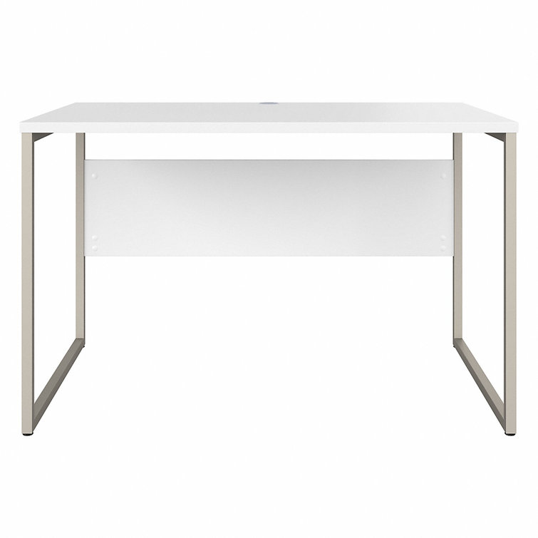 Contemporary 71'' White Corner Office Desk with Metal Legs and Drawer