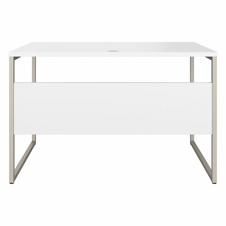 Contemporary 71'' White Corner Office Desk with Metal Legs and Drawer