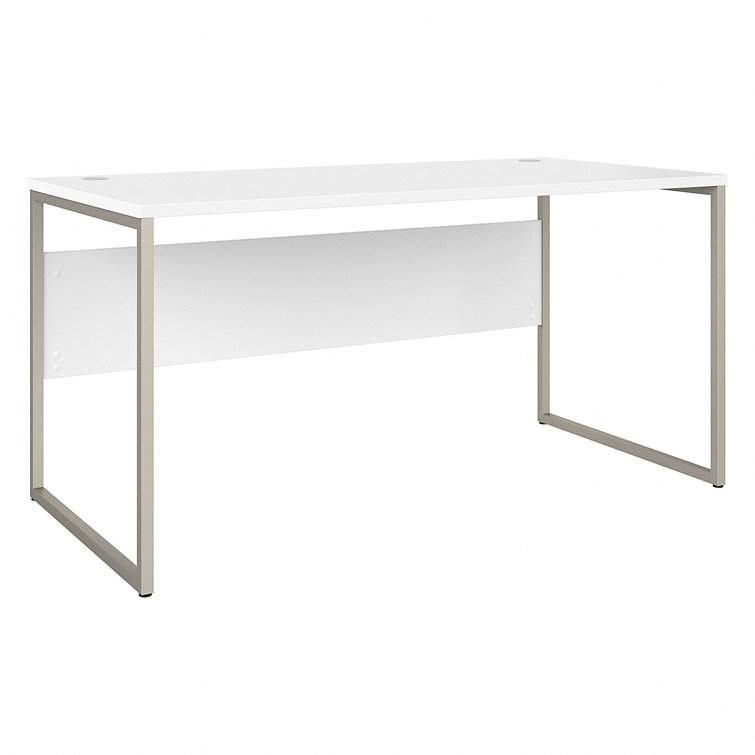 Contemporary 71'' White Corner Office Desk with Metal Legs and Drawer