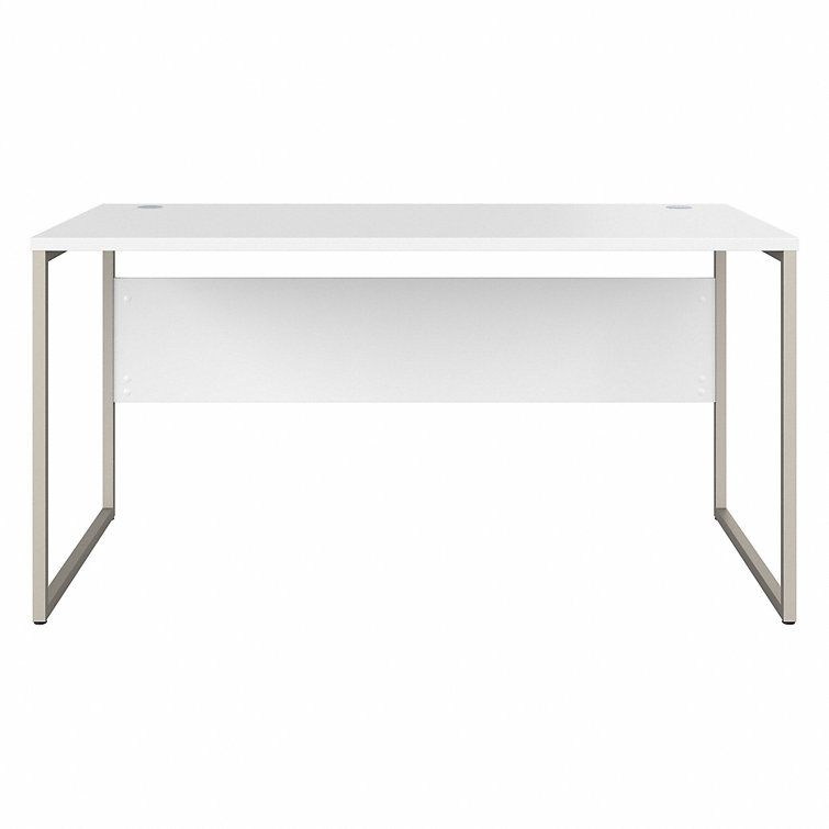 Contemporary 71'' White Corner Office Desk with Metal Legs and Drawer