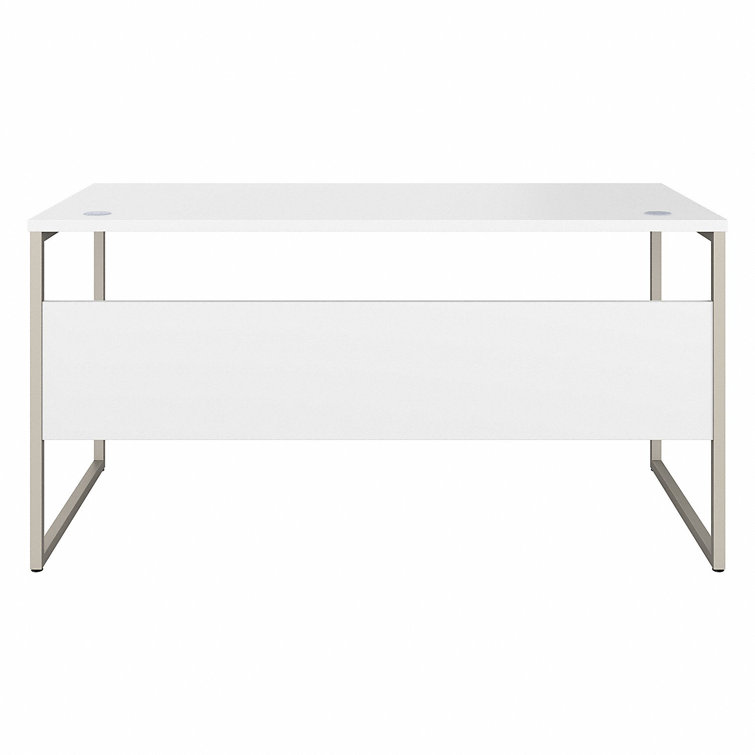 Contemporary 71'' White Corner Office Desk with Metal Legs and Drawer