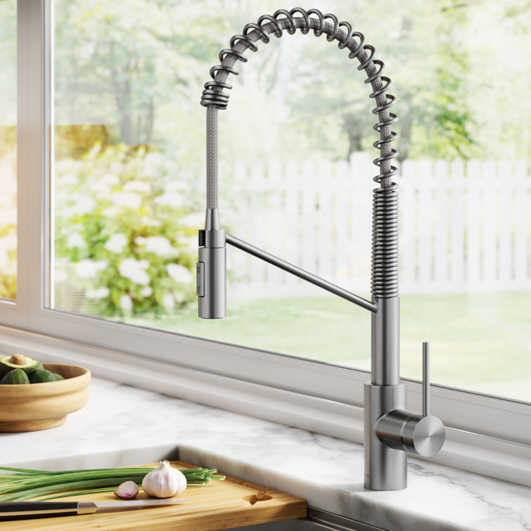 Stainless Steel Commercial Pull-Down Kitchen Faucet with Spray