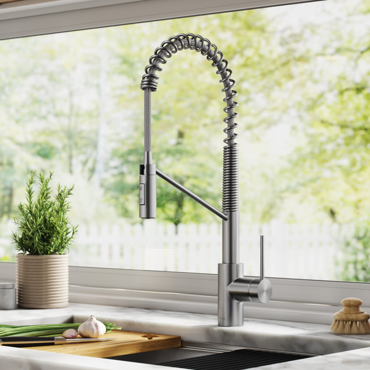 Stainless Steel Commercial Pull-Down Kitchen Faucet with Spray
