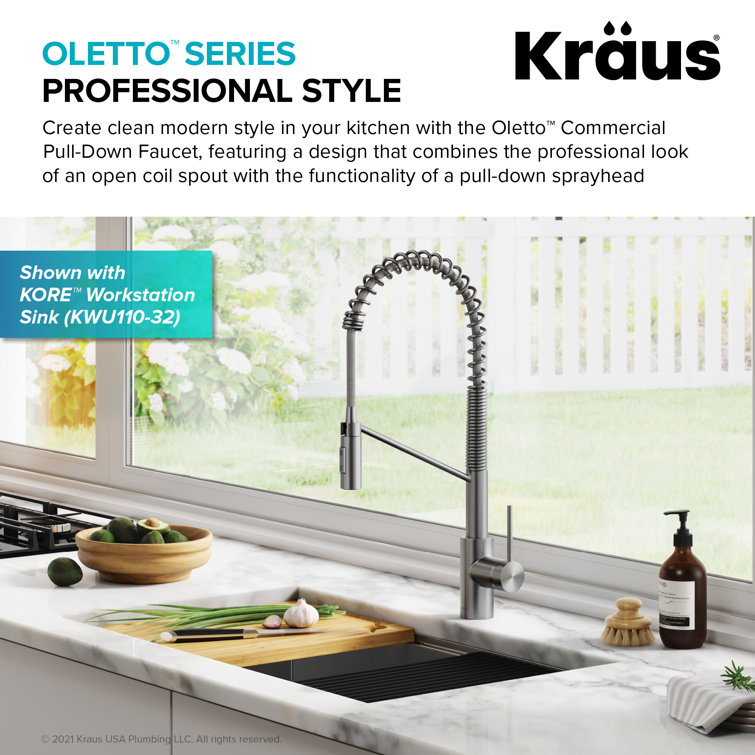 Stainless Steel Commercial Pull-Down Kitchen Faucet with Spray