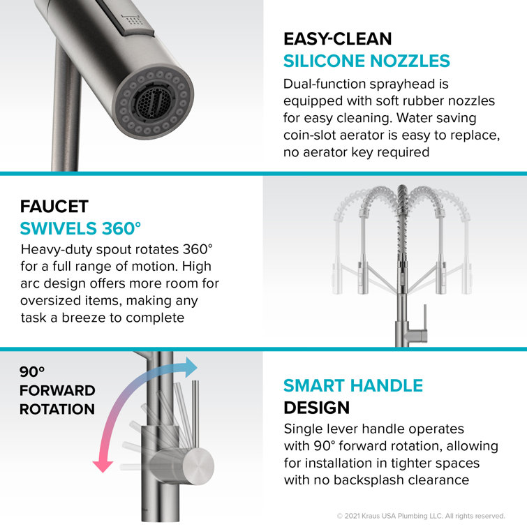 Stainless Steel Commercial Pull-Down Kitchen Faucet with Spray