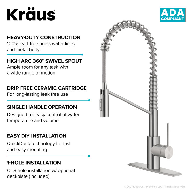 Stainless Steel Commercial Pull-Down Kitchen Faucet with Spray