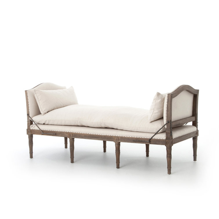 Harbor Natural Handcrafted Wood Chaise with Ivory Cushions