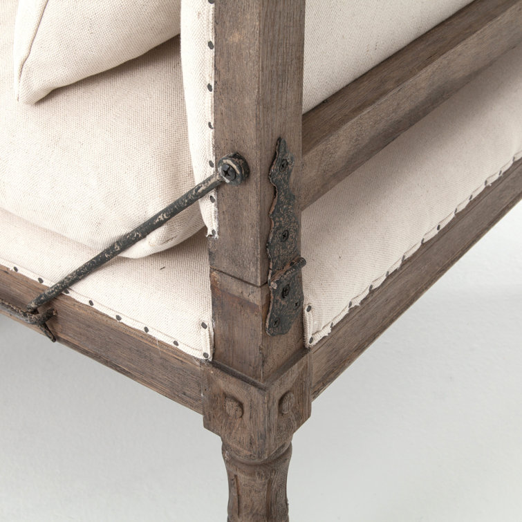 Harbor Natural Handcrafted Wood Chaise with Ivory Cushions