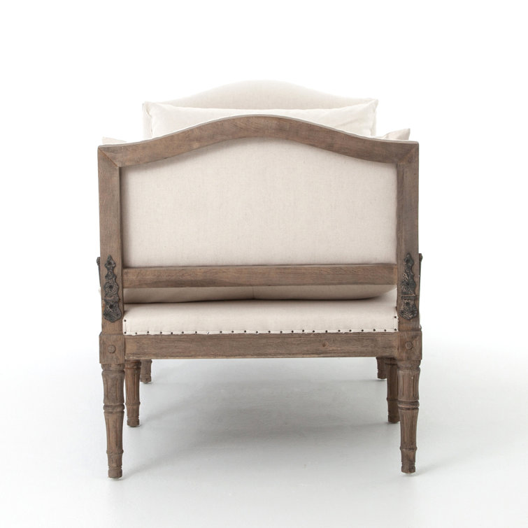 Harbor Natural Handcrafted Wood Chaise with Ivory Cushions