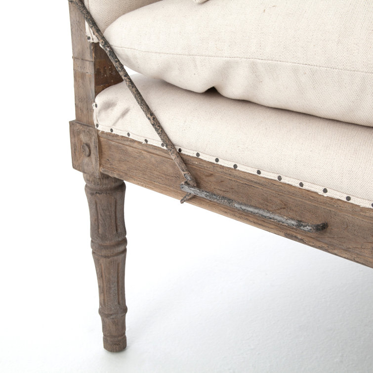 Harbor Natural Handcrafted Wood Chaise with Ivory Cushions