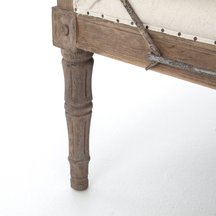 Harbor Natural Handcrafted Wood Chaise with Ivory Cushions
