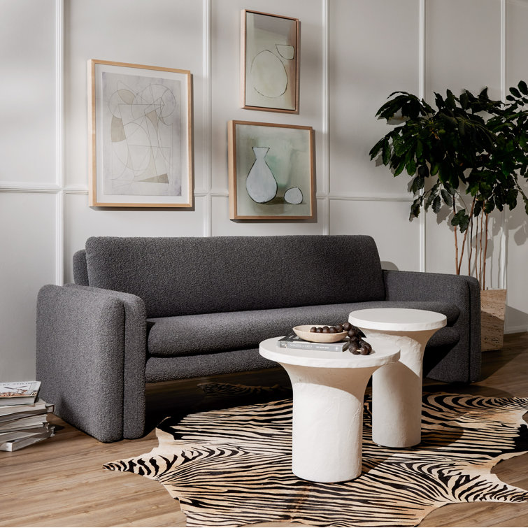 Contemporary Adobe-Inspired White Round Stone Side Table - 20"
