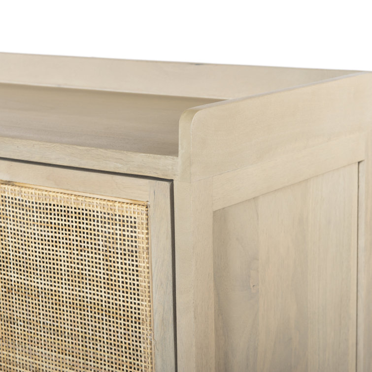 Natural Mango Wood Sideboard with Woven Cane Fronts