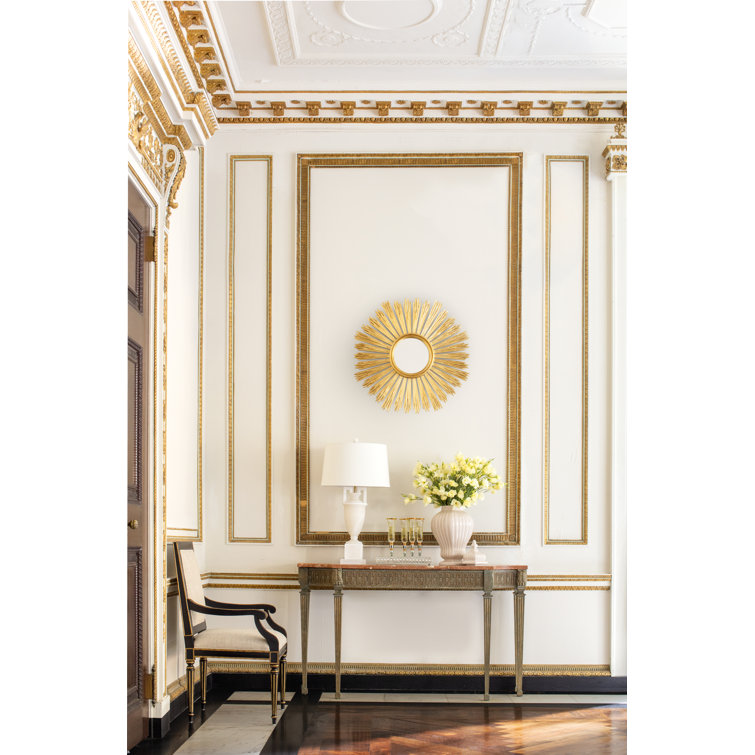 31" Art Deco Sunburst Wall Mirror in Gold and Silver Leaf