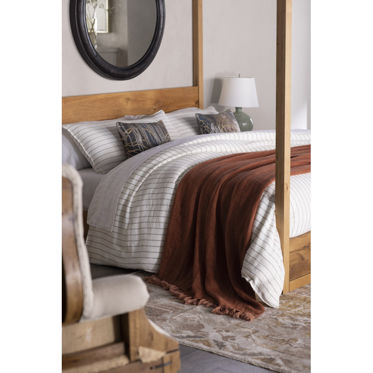 Blake Cream and Grey Cotton Queen Duvet Cover