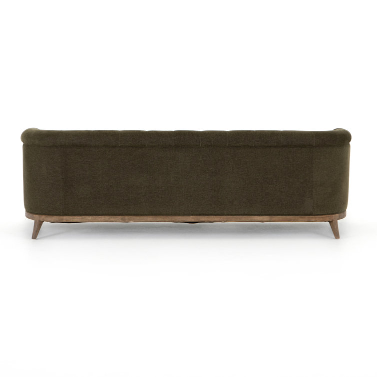 Parisian Charm Sutton Olive Tufted Sofa with Rolled Arms