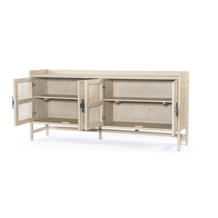 Natural Mango Wood Sideboard with Woven Cane Fronts