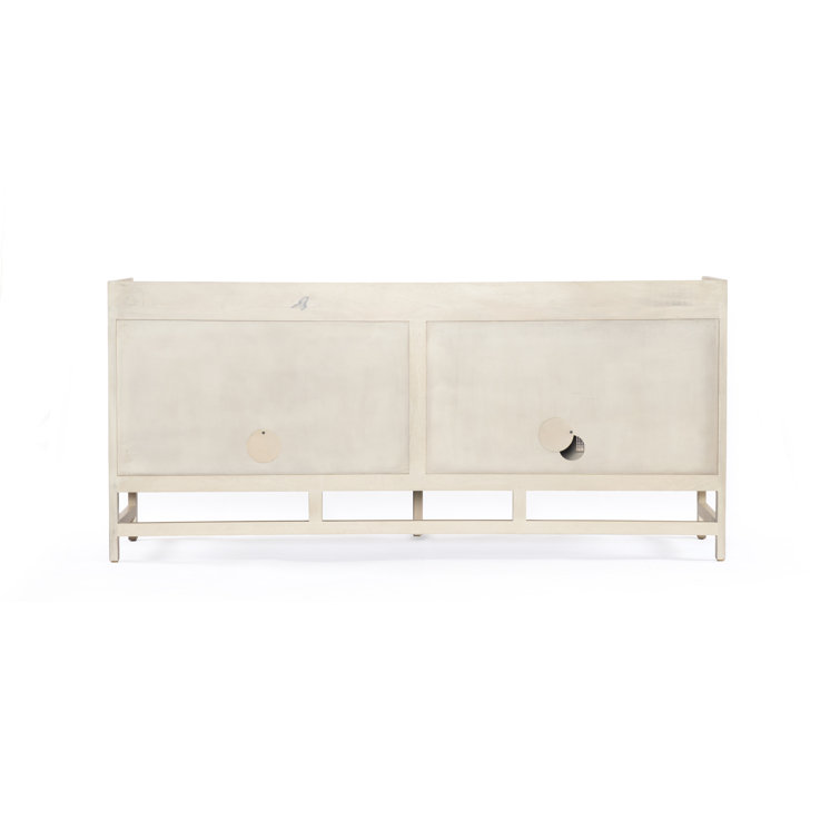 Natural Mango Wood Sideboard with Woven Cane Fronts