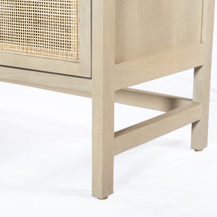 Natural Mango Wood Sideboard with Woven Cane Fronts