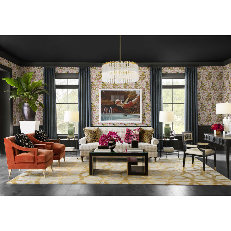 Artemis Black and Cream Leather Armchair with Metal Accents