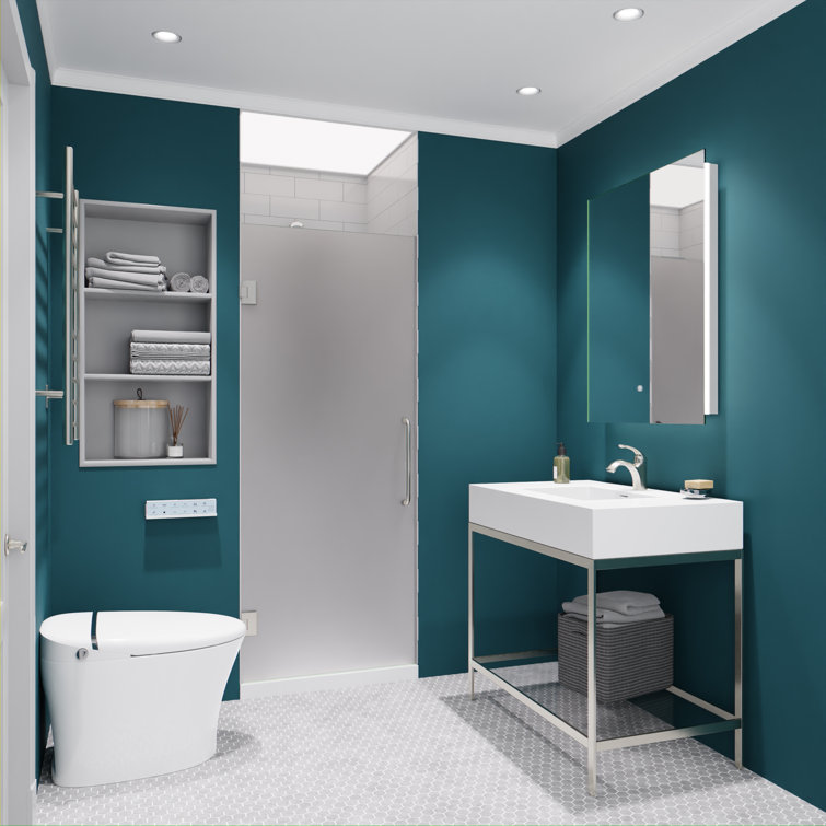 72" H x 24" W Brushed Nickel Frameless Shower Door with Frosted Glass