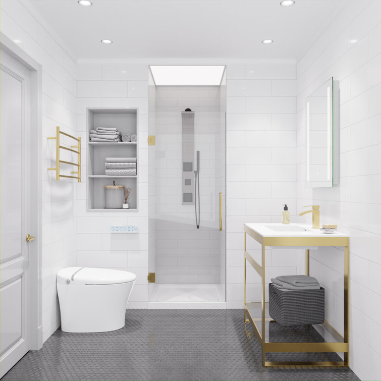 72" H x 24" W Frameless Shower Door with Brushed Gold Hardware