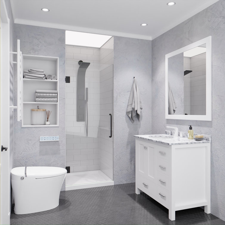 Gunmetal Frameless 30" x 72" Hinged Shower Door with Handle