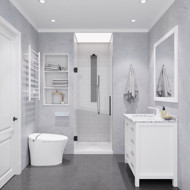 Gunmetal Frameless 30" x 72" Hinged Shower Door with Handle