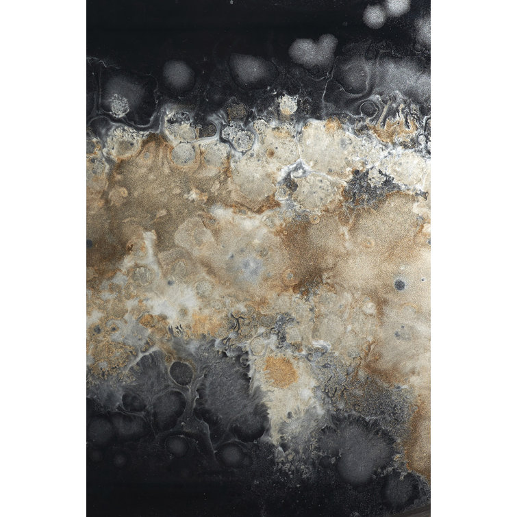 Black and Beige Oval Glass Decorative Tray