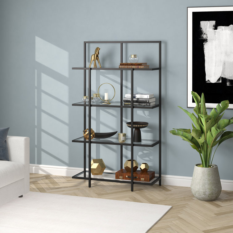 Ingels 62'' Blackened Bronze Steel and Glass Modern Etagere Bookcase