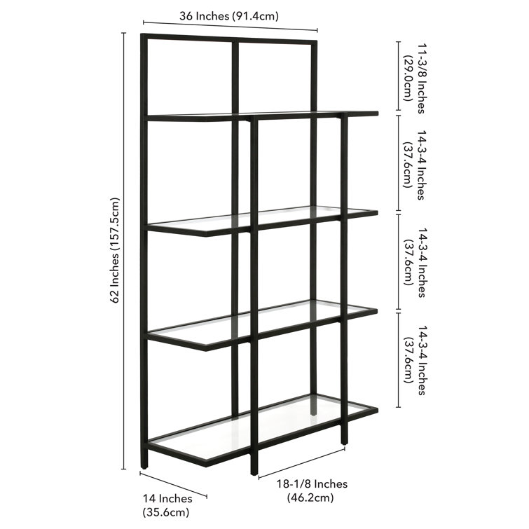 Ingels 62'' Blackened Bronze Steel and Glass Modern Etagere Bookcase