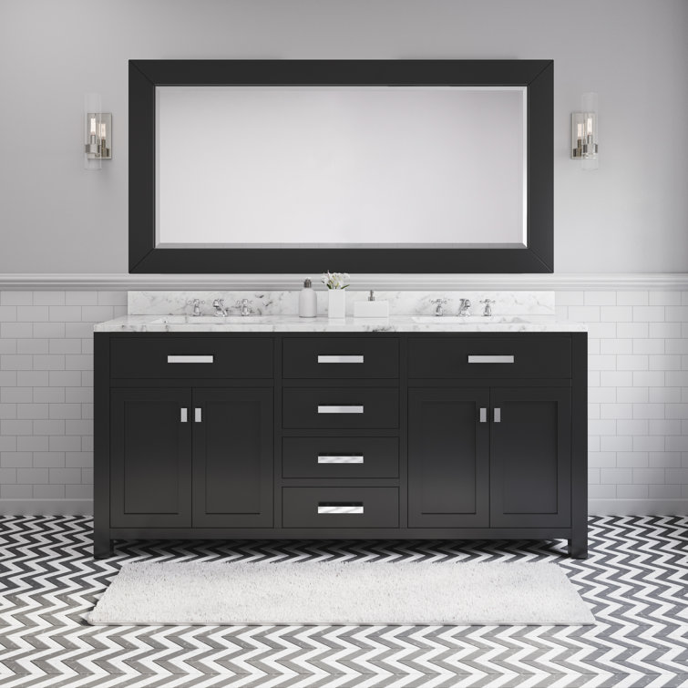 Madison 72" Espresso Double Sink Vanity with Carrara Marble Top
