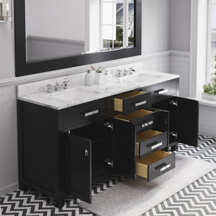 Madison 72" Espresso Double Sink Vanity with Carrara Marble Top
