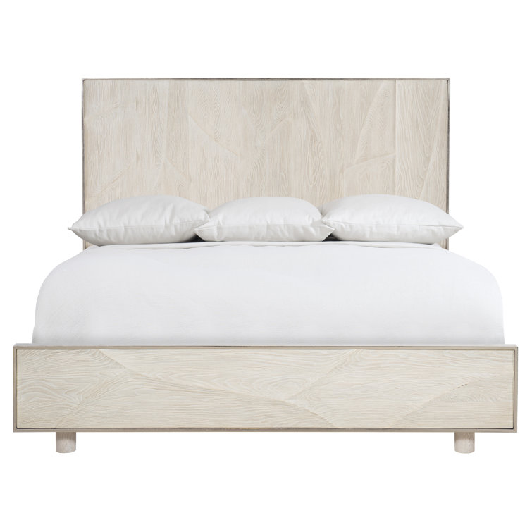 King Size Oak Frame Panel Bed with Nickel Finish and Adjustable Support