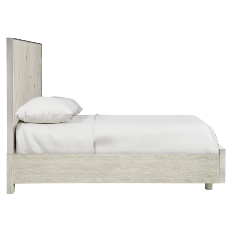 King Size Oak Frame Panel Bed with Nickel Finish and Adjustable Support