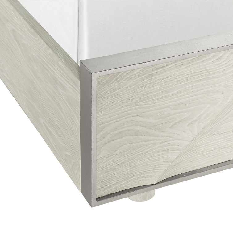 King Size Oak Frame Panel Bed with Nickel Finish and Adjustable Support