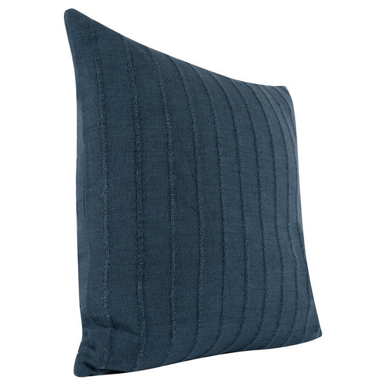 Dark Blue Polyester and Faux Leather Square Pillow Set