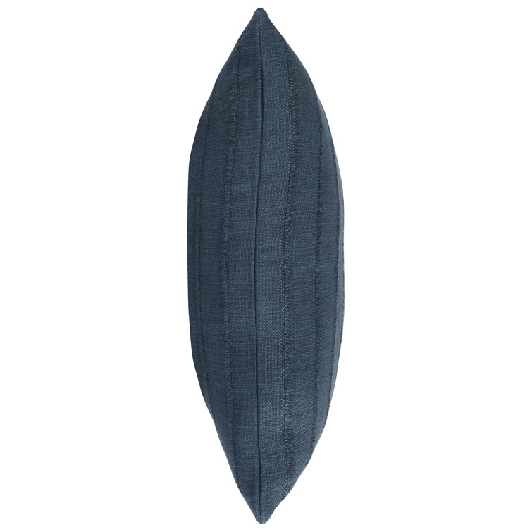 Dark Blue Polyester and Faux Leather Square Pillow Set