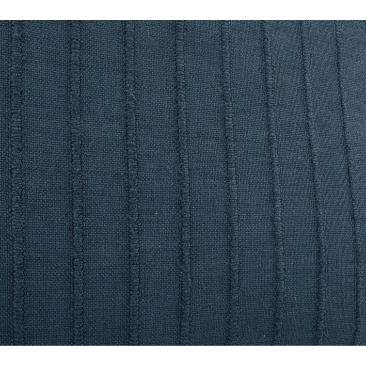 Dark Blue Polyester and Faux Leather Square Pillow Set