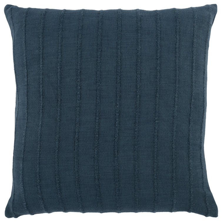 Dark Blue Polyester and Faux Leather Square Pillow Set