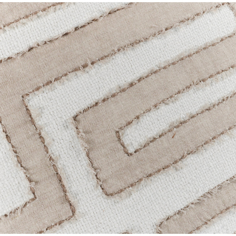 Natural Ivory Square Embroidered Throw Pillow