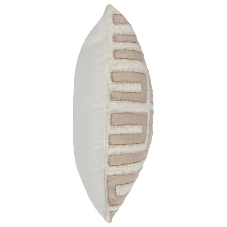 Natural Ivory Square Embroidered Throw Pillow