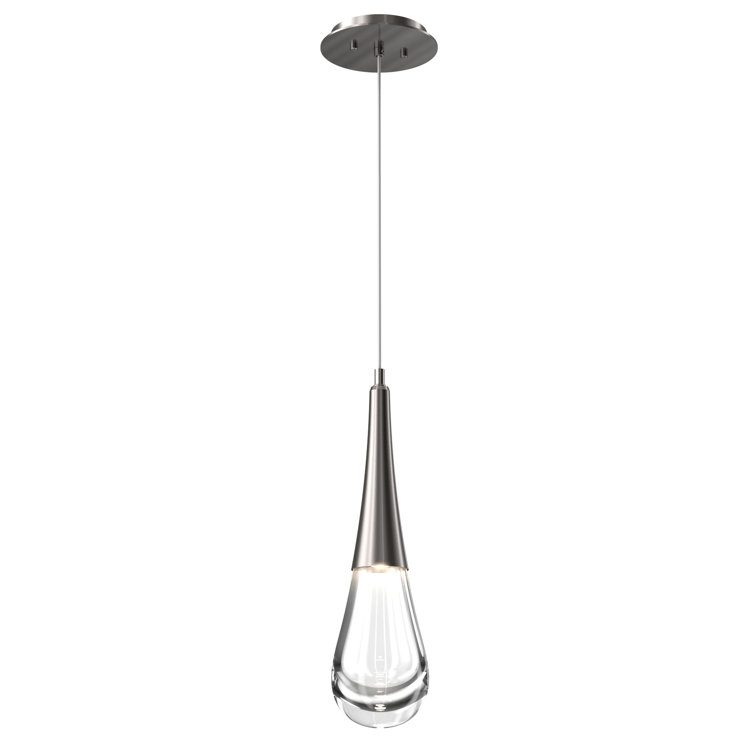 Ethereal Raindrop 21.7" LED Glass Pendant in Metallic Beige Silver